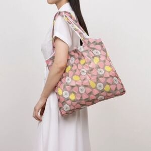 Reusable Pink & Yellow Strawberry Large Tote